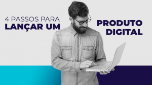 homem pesquisando sobre lançar um produto digital