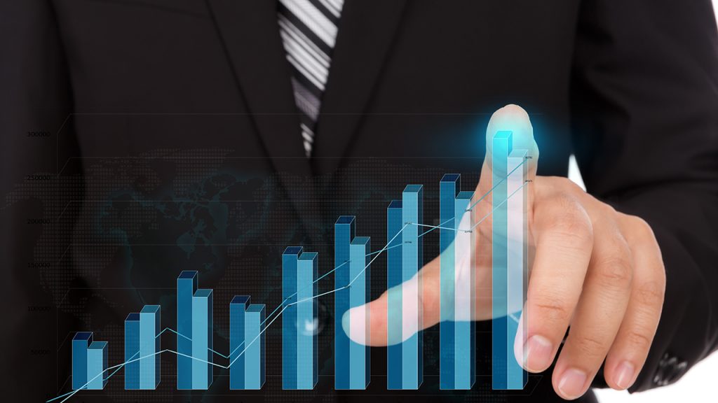 Um gráfico de vendas subindo devido ao sucesso da estratégia de inside sales