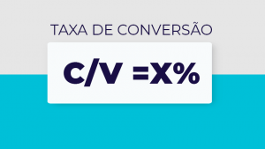 Placa que mostra a fórmula do cálculo da taxa de conversão