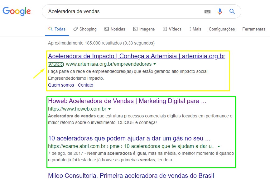 Imagem que mostra uma busca no Google com os melhores colocados que usaram estratégias de SEO